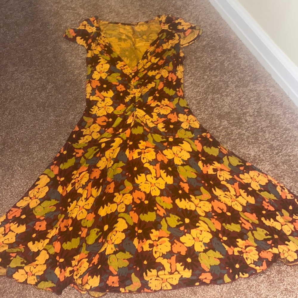 Happy orange flowy & comfortable dress